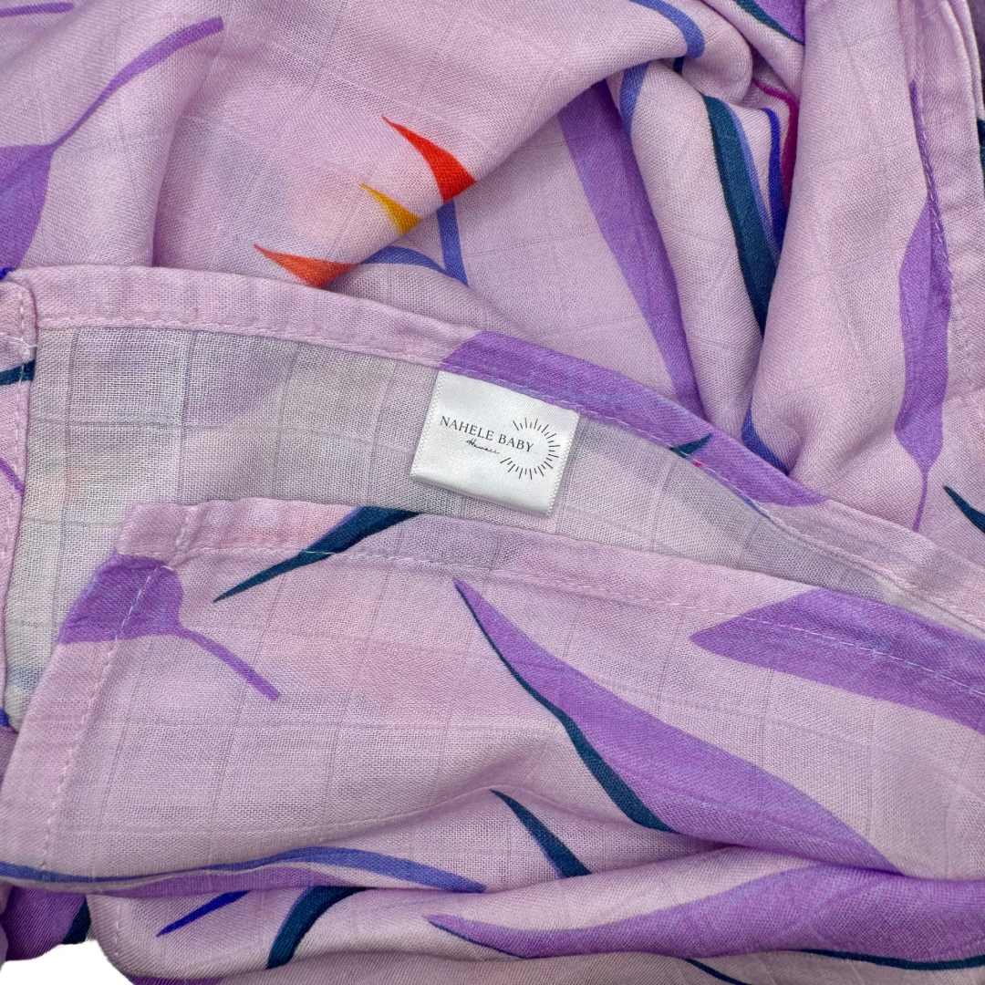 BIRD OF PARADISE, LAVENDER | BAMBOO MUSLIN BLANKET