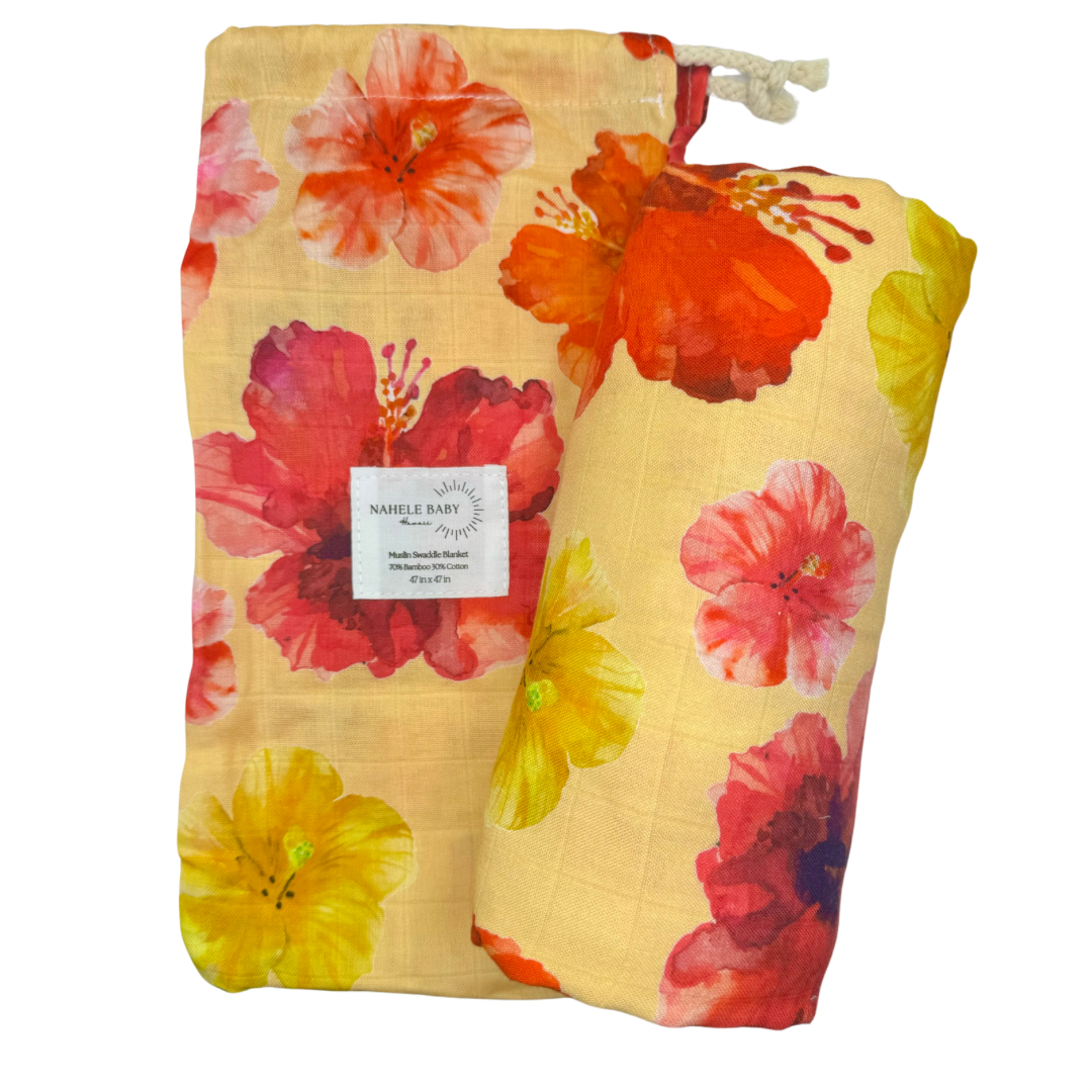 SUMMER HIBISCUS | BAMBOO MUSLIN BLANKET