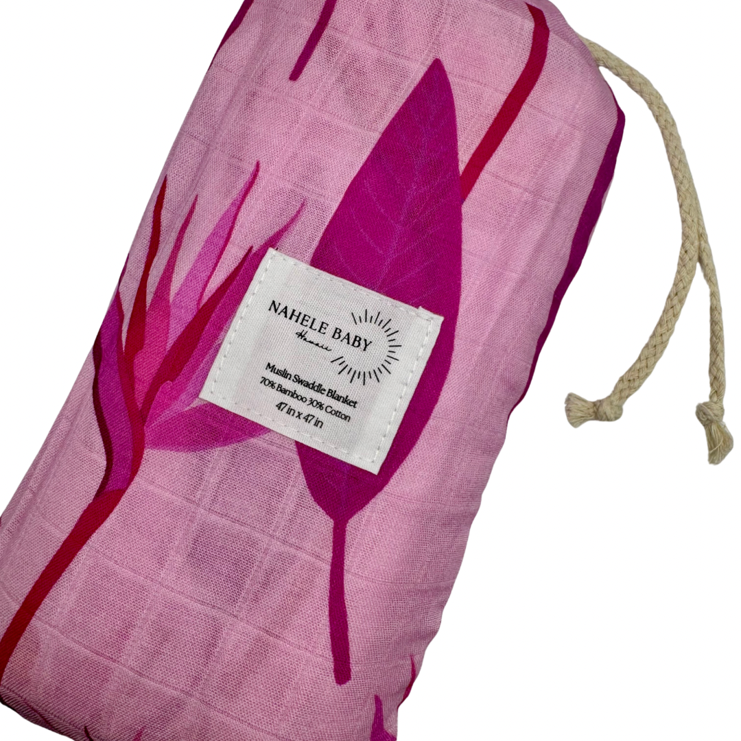 BIRD OF PARADISE, PINK | BAMBOO MUSLIN BLANKET