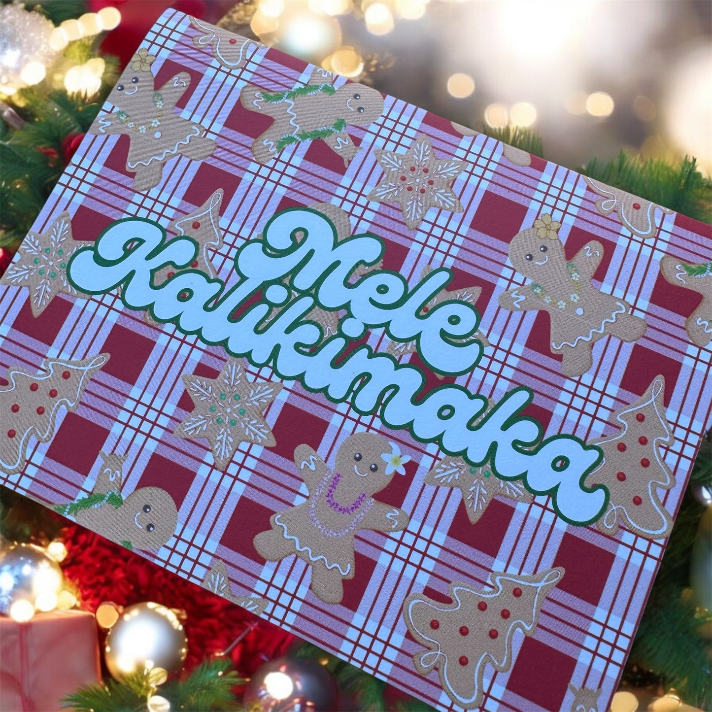 ALOHA GINGERBREAD PALAKA, MELE KALIKIMAKA CARDS (PACK OF 10)