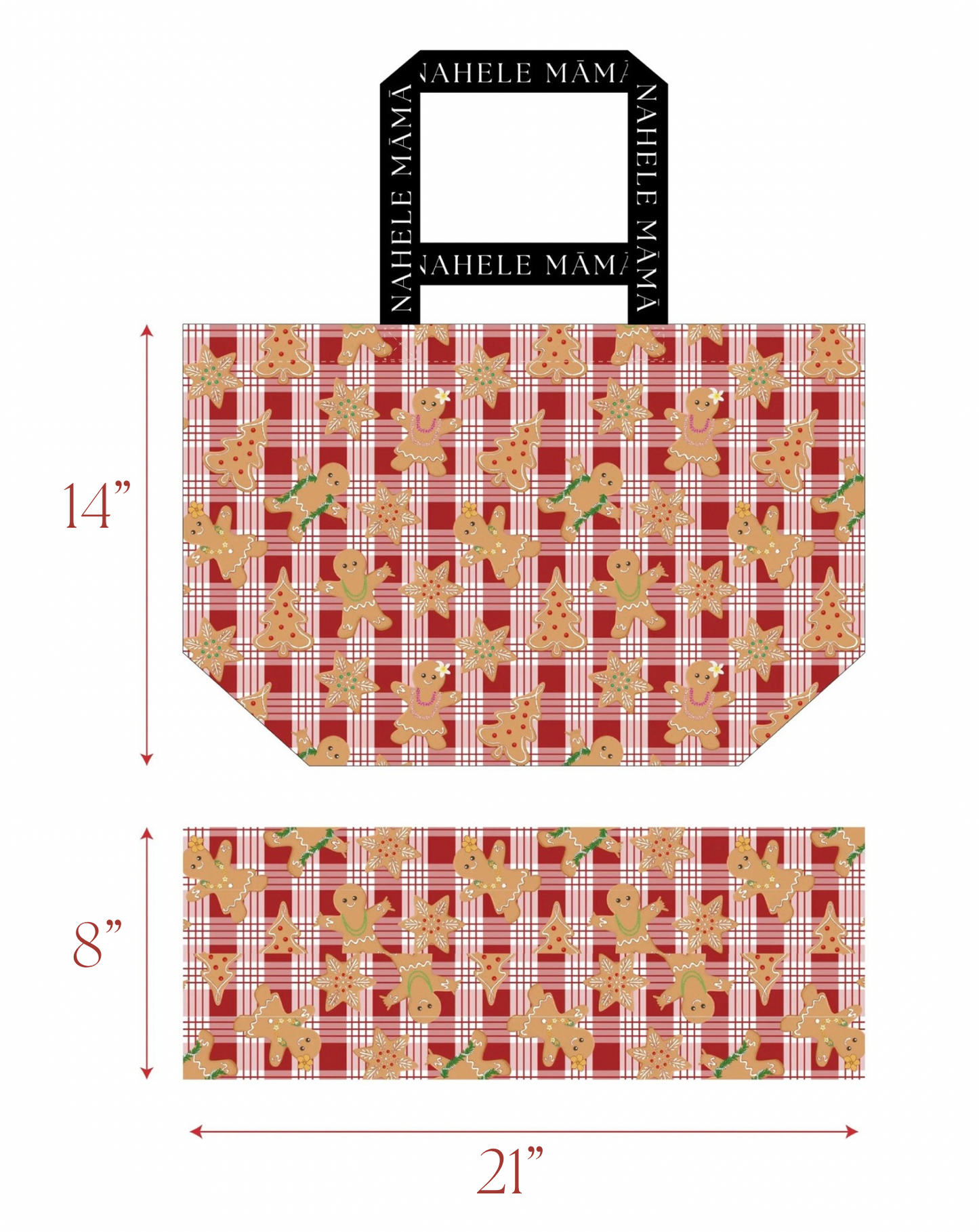 ALOHA GINGERBREAD PALAKA, REUSABLE TOTE