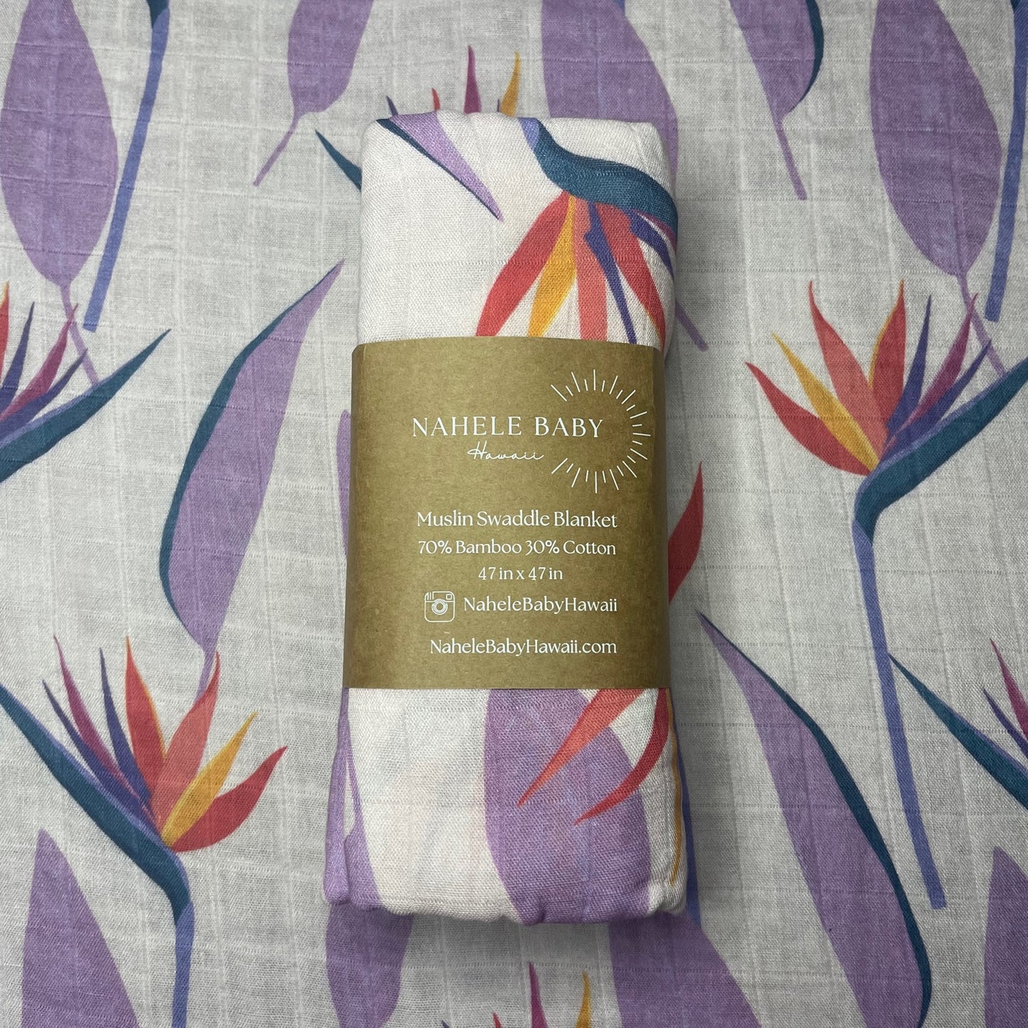 BIRD OF PARADISE, LAVENDER | BAMBOO MUSLIN BLANKET